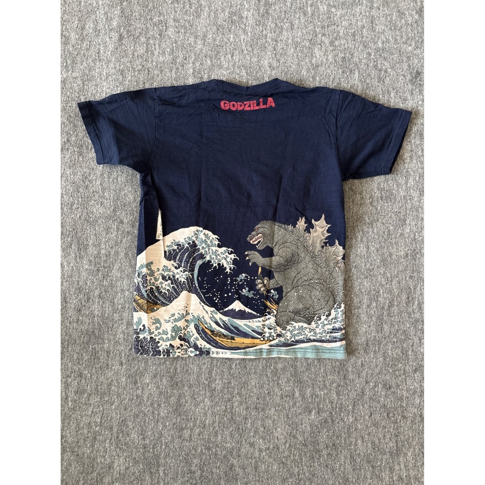Godzilla Men's‎ Japanese Great Wave Hokusai Graphic Cotton T-Shirt Size Large